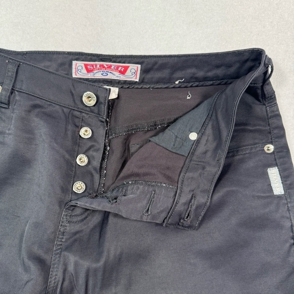 Silver Pants Womens 31X32 Black Flare Button Fly Nylon Mid Rise - Picture 9 of 11